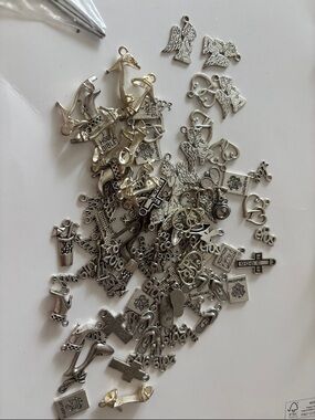Mixed Silver-Tone Religious & Charm Lot